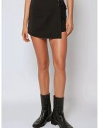 HiCCUP Fusta mini dama - talie inalta - bumbac/poliester/elastan - negru