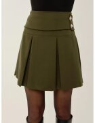 HiCCUP Fusta mini plisata dama poliester/elastan - detalii perle - verde