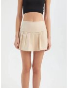 HiCCUP Fusta mini plisata dama - textil - talie inalta - bej