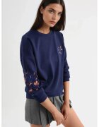 HiCCUP Hanorac dama - brodat - albastru marin - textil