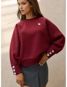HiCCUP Hanorac dama brodat - visiniu - tricot - croiala lejera