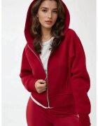 HiCCUP Hanorac dama - cu fermoar - croiala lejera - rosu - tricot