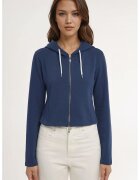 HiCCUP Hanorac dama - cu gluga si fermoar - bleumarin - tricot