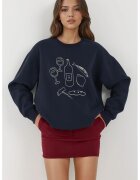 HiCCUP Hanorac dama decolteu rotund - cu imprimeu - textil - albastru inchis