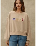HiCCUP Hanorac dama guler rotund - detalii brodate - bej - textil