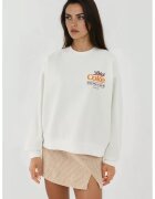 HiCCUP Hanorac dama guler rotund - imprimeu - alb-galbui - textil