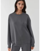 HiCCUP Hanorac dama guler rotund - textil - gri carbune