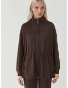 HiCCUP Hanorac dama - jacheta lunga - talie ajustabila - maro cafea - textil