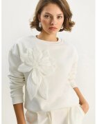 HiCCUP Hanorac dama maneca lunga - guler rotund - alb - textil