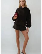 HiCCUP Hanorac dama oversized cu gluga - bumbac - negru