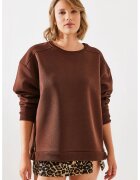 HiCCUP Hanorac dama - textil - decolteu rotund - maro scortisoara