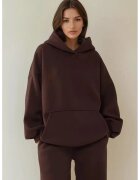 HiCCUP Hanorac dama - tricotat - guler rotund - croiala lejera - maro - textil