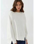 HiCCUP Hanorac fara gluga supradimensionat - guler rotund - textil - alb