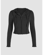 HiCCUP Hanorace dama - bluze cu inchidere - slim fit - negru - poliester si elastan