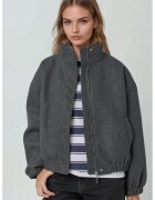 HiCCUP Jacheta bomber texturata - supradimensionata - gri inchis - material textil