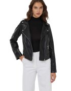 HiCCUP Jacheta de motociclist - Piele ecologica - Negru - Design elegant - Confortabil