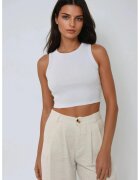 HiCCUP Maiou Crop tricotat - decolteu halter - alb - bumbac