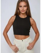 HiCCUP Maiou Crop tricotat - decolteu halter - negru - bumbac