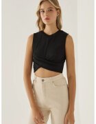 HiCCUP Maiou crop tricotat negru - poliester - design asimetric