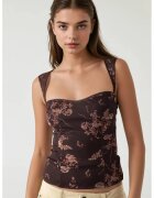 HiCCUP Maiou dama - top scurt cu imprimeu - guler inima - maro - material textil