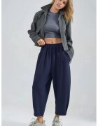 HiCCUP Pantaloni dama - Bersan Collection - talie inalta - stil jogger - bleumarin - bumbac elastic - One Size