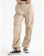 HiCCUP Pantaloni dama - cargo din piele ecologica - talie inalta - snur - natur