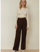 HiCCUP Pantaloni dama - casual - croiala larga - maro - poliester-elastan