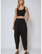 HiCCUP Pantaloni dama - Comfort Fit - talie elastica - poliester - Negru