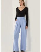 HiCCUP Pantaloni dama - cu dantela - talie inalta - albastri - lyocell