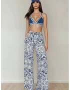HiCCUP Pantaloni dama - cu imprimeu - talie elastica - multicolori - bumbac