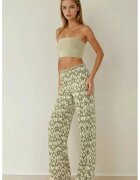 HiCCUP Pantaloni dama - cu imprimeu - talie inalta - croi larg - verde - poliester-elastan
