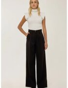 HiCCUP Pantaloni dama - cu talie dubla - croiala larga - negru - poliester-elastan