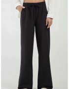 HiCCUP Pantaloni dama - cu talie elastica - croiala larga - negru - textil