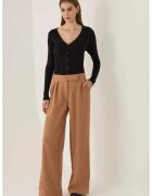 HiCCUP Pantaloni dama - cu talie inalta - maro - poliester-elastan - Maro