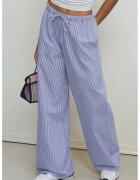 HiCCUP Pantaloni dama - din bumbac cu talie elastica - dungi - albastru