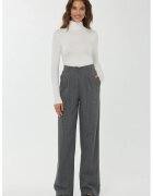HiCCUP Pantaloni dama - drepti - talie inalta - dungi - gri - poliester