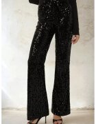 HiCCUP Pantaloni dama - evazati cu paiete - negru - poliester-elastan