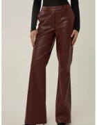 HiCCUP Pantaloni dama - evazati din piele ecologica cu efect de sarpe - maro - talie joasa