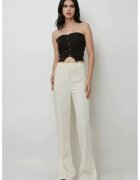 HiCCUP Pantaloni dama - evazati premium - talie inalta - alb - textil