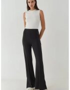 HiCCUP Pantaloni dama - evazati - talie inalta - negru - textil