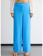 HiCCUP Pantaloni dama - largi cu talie inalta - albastru - poliester-modal