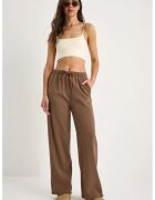 HiCCUP Pantaloni dama - LUCCI - bumbac - talie inalta - maro