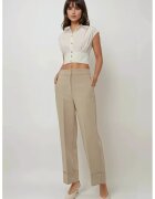 HiCCUP Pantaloni dama - morcov - talie inalta - culoare verde - bumbac si viscoza