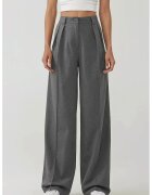 HiCCUP Pantaloni dama - Palazzo cu talie inalta - croiala larga - gri - textil