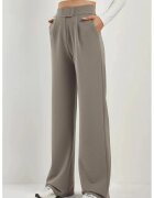 HiCCUP Pantaloni dama - Palazzo din crep elastic - talie inalta - gri