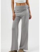 HiCCUP Pantaloni dama - pantaloni largi cu talie inalta - gri - textil