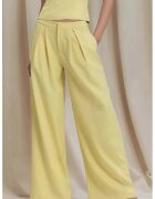 HiCCUP Pantaloni dama - plisati - croi larg - galben - textil