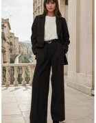 HiCCUP Pantaloni dama - plisati cu picior larg - negru - poliester-viscoza