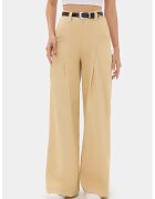 HiCCUP Pantaloni dama - plisati cu talie inalta - croiala larga - natur - poliester