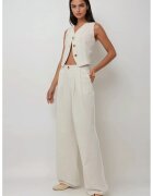 HiCCUP Pantaloni dama - plisati - talie inalta - culoare natur - bumbac
